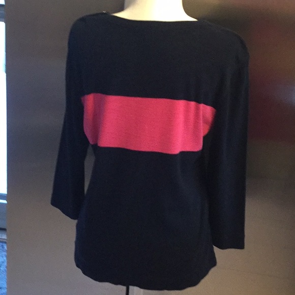 Navy 3/4 Sleeve Tee with Hot Pink Band. SZ XL. - Picture 2 of 3